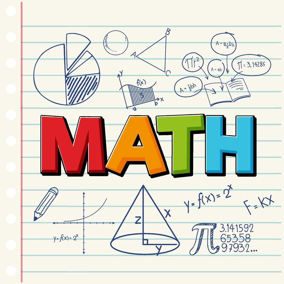 doodle matematisk formel på anteckningsbokssidan vektor