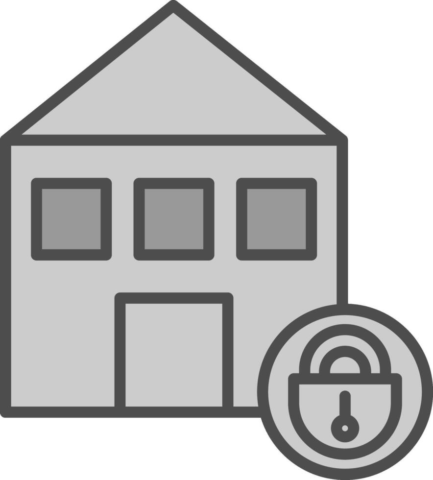 Zuhause Sicherheit Linie gefüllt Graustufen Symbol Design vektor