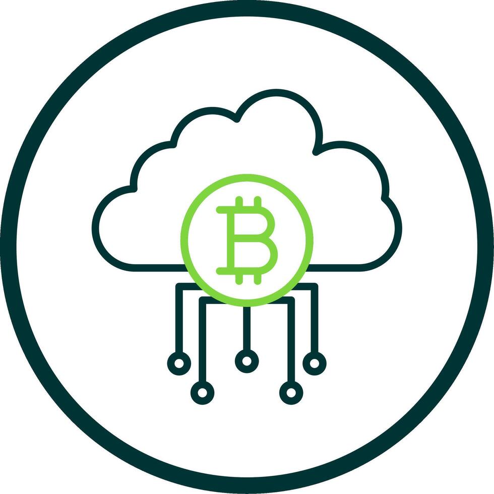 Wolke Bitcoin Linie Kreis Symbol Design vektor