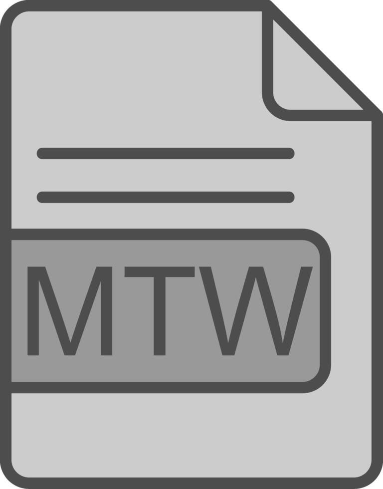 mtw Datei Format Linie gefüllt Graustufen Symbol Design vektor