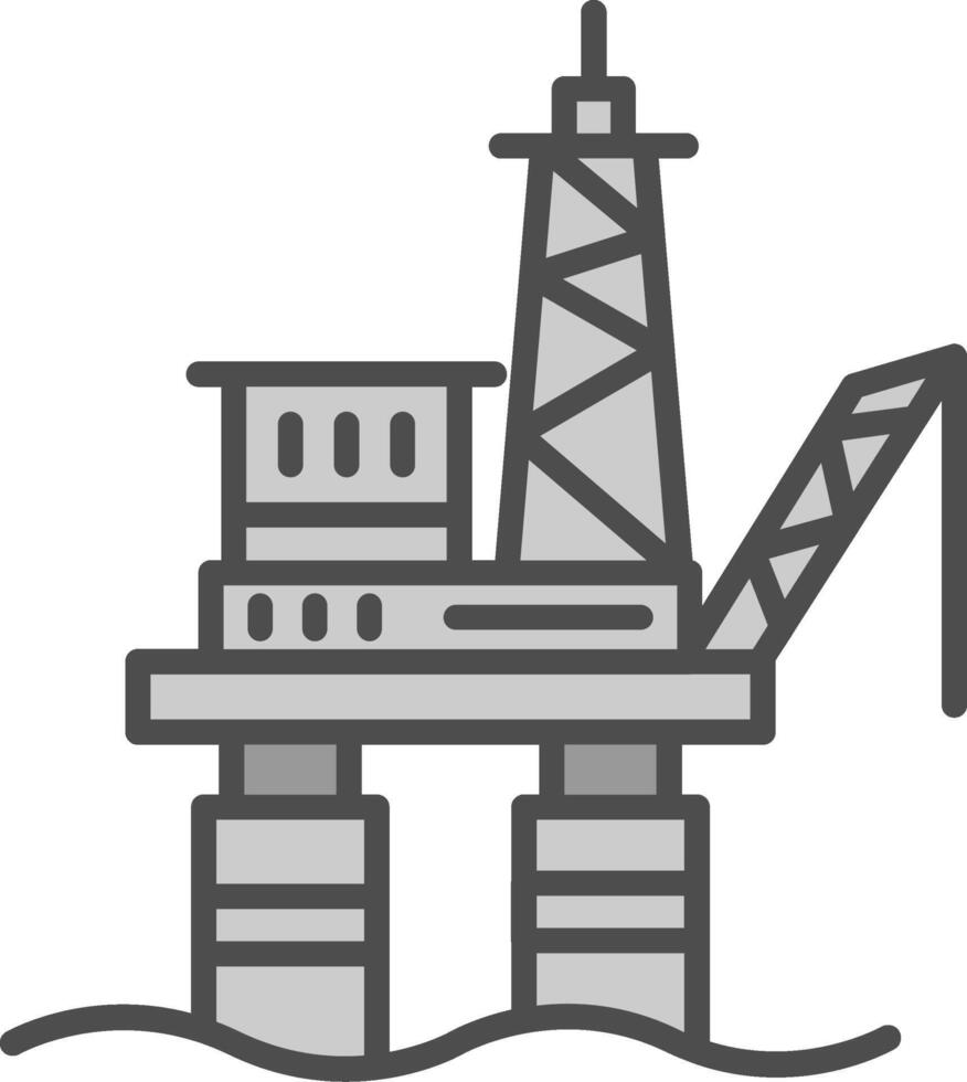 Bohren rig Linie gefüllt Graustufen Symbol Design vektor