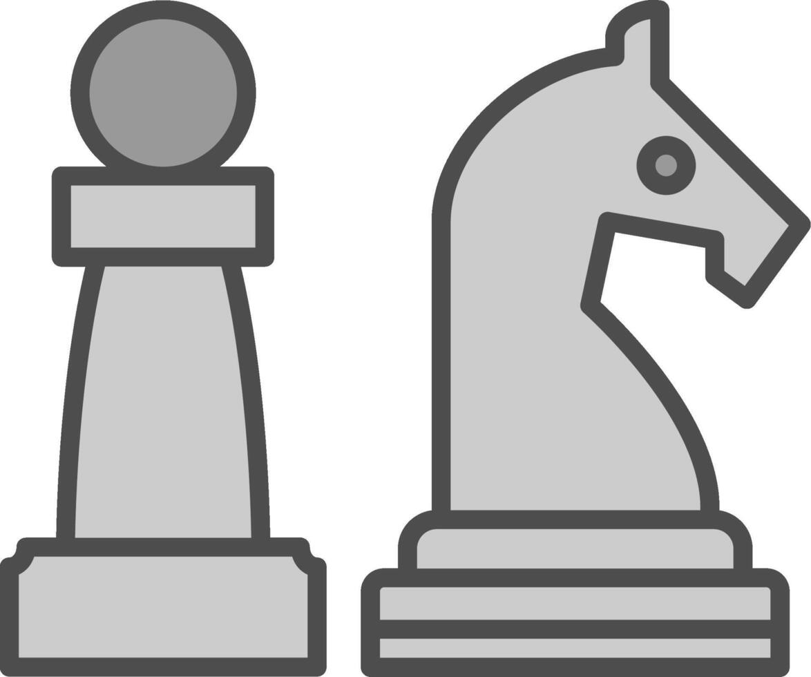 Schach Linie gefüllt Graustufen Symbol Design vektor