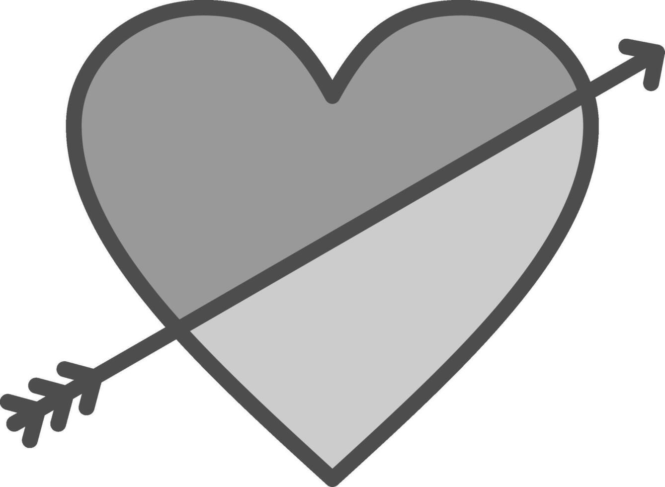 hjärta linje fylld gråskale ikon design vektor