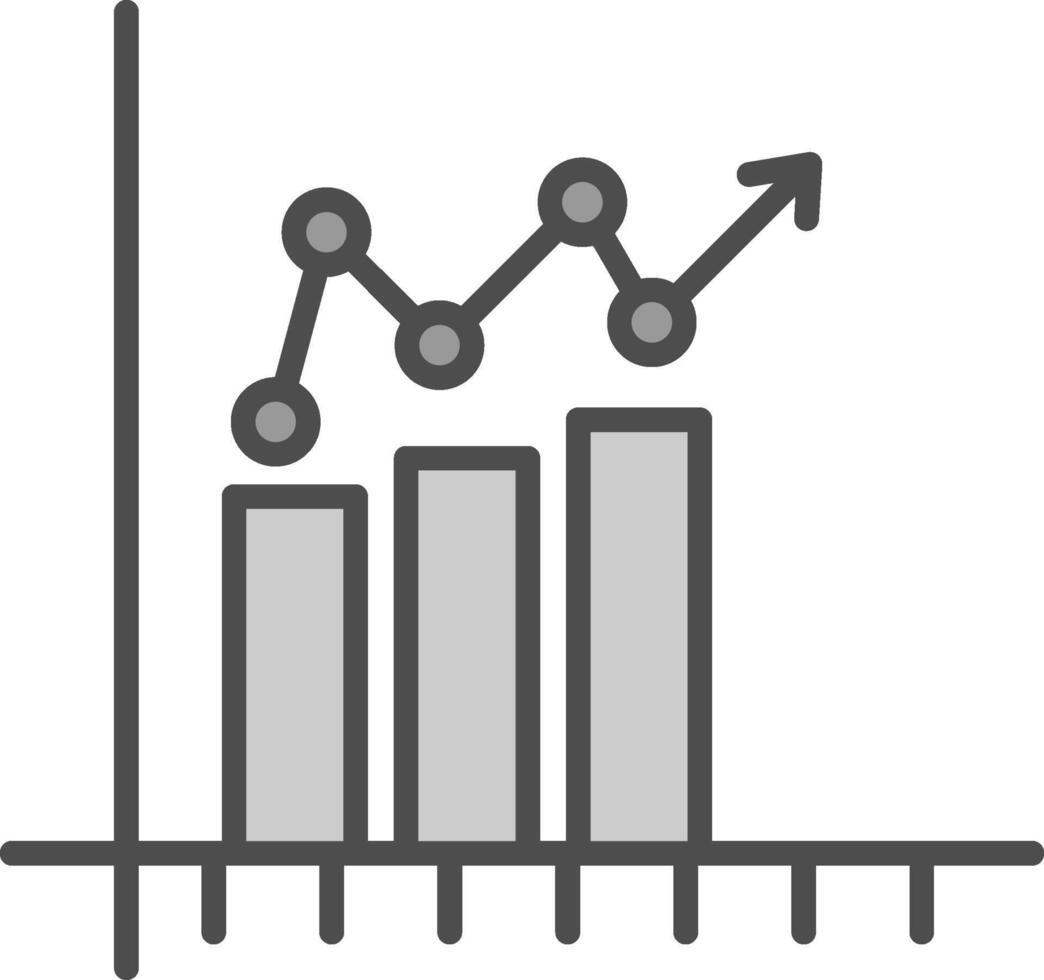 bar Diagram linje fylld gråskale ikon design vektor