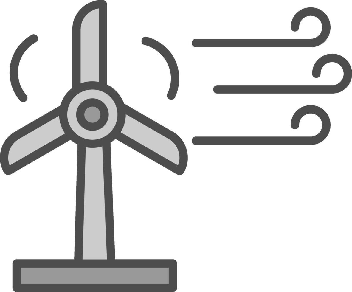Wind Energie Linie gefüllt Graustufen Symbol Design vektor
