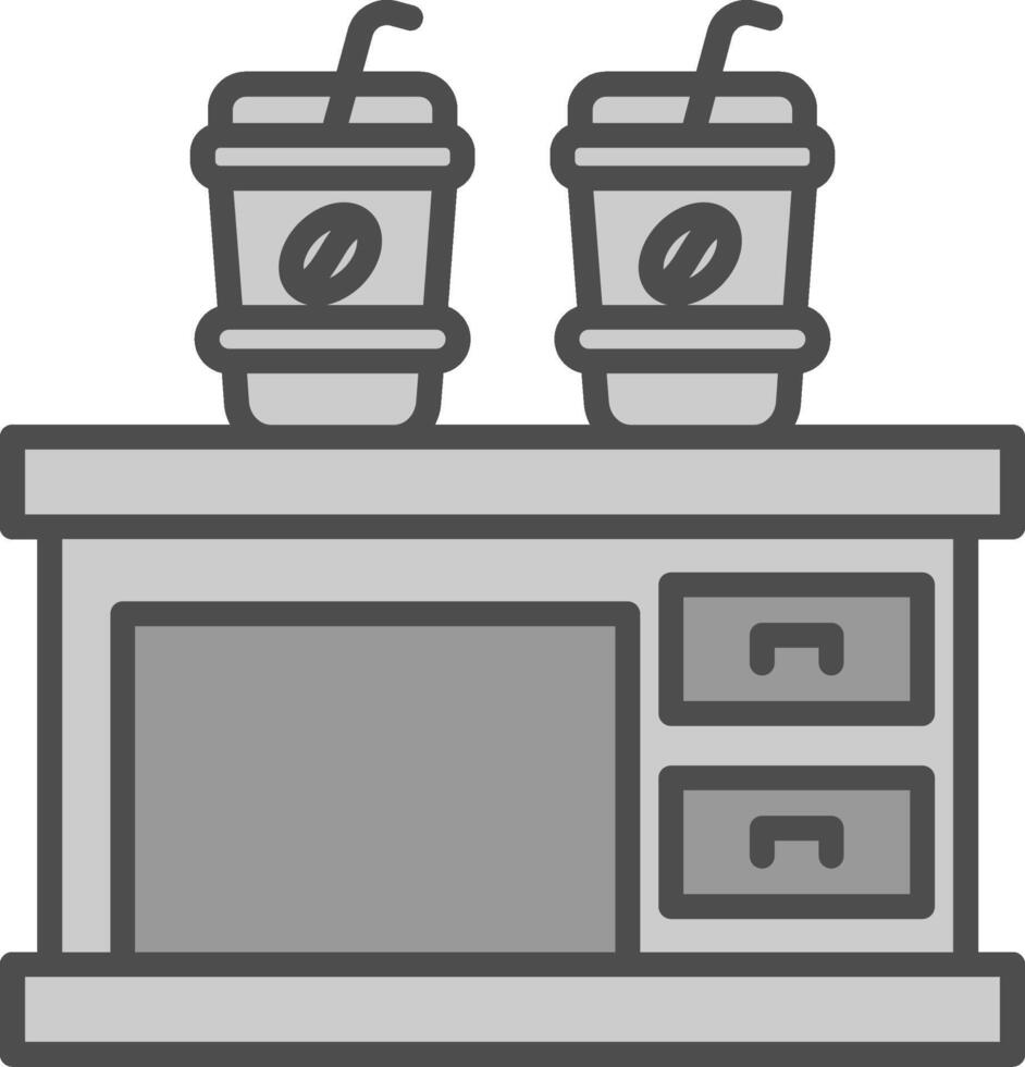 kaffe tabell linje fylld gråskale ikon design vektor