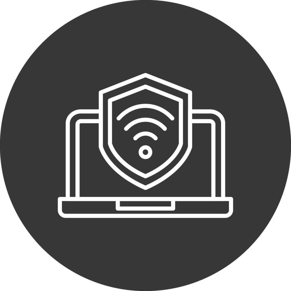 Sicherheit Laptop verbinden Linie invertiert Symbol Design vektor