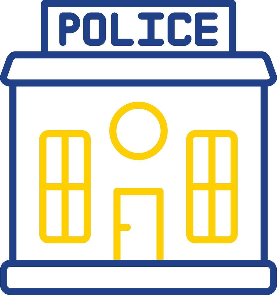 Polizei Bahnhof Linie zwei Farbe Symbol Design vektor