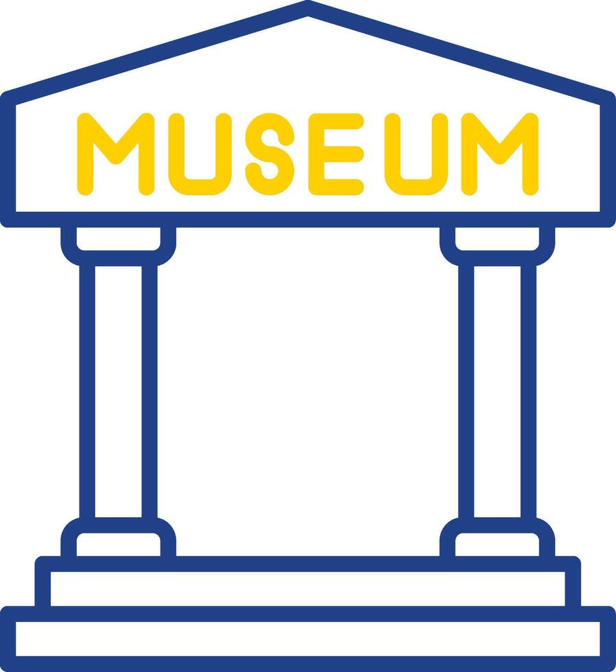 museum linje två Färg ikon design vektor