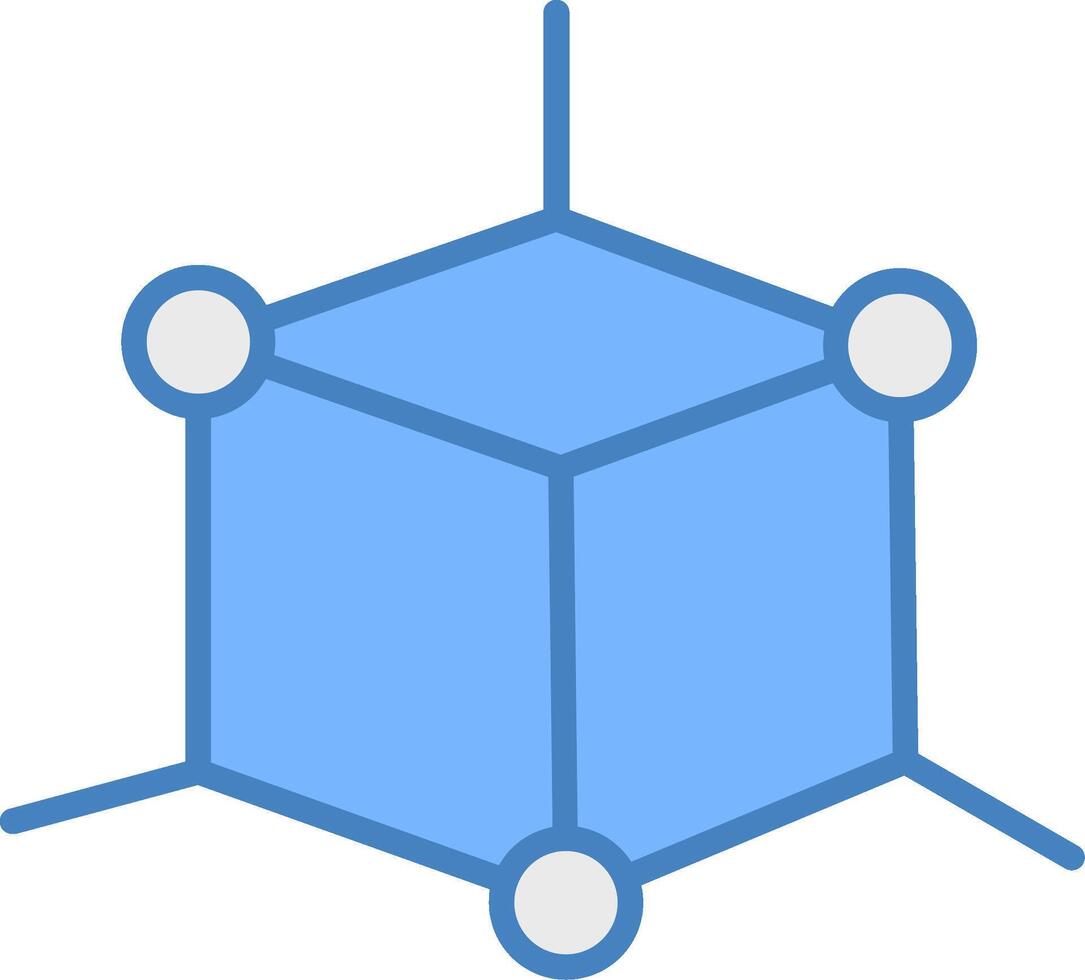 3d Modellieren Linie gefüllt Blau Symbol vektor
