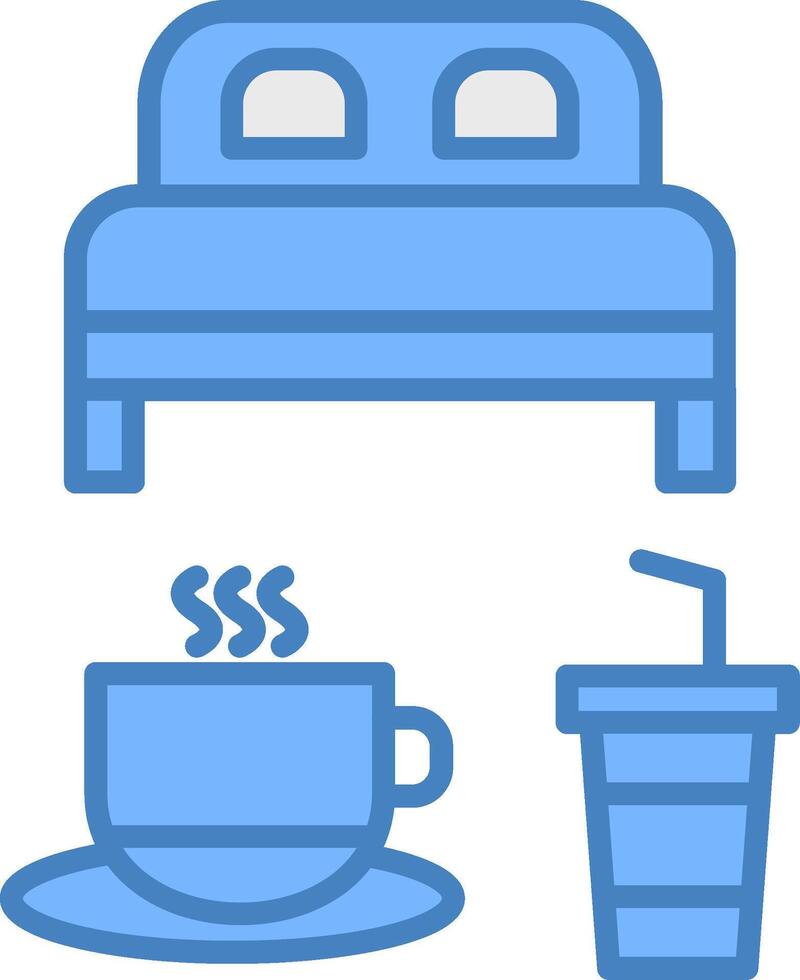 Bett und Frühstück Linie gefüllt Blau Symbol vektor