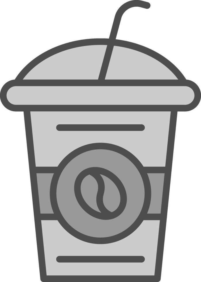 kaffe kopp linje fylld gråskale ikon design vektor