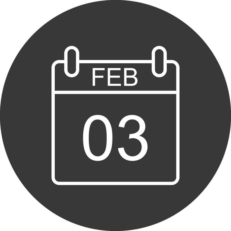 februari linje omvänd ikon design vektor