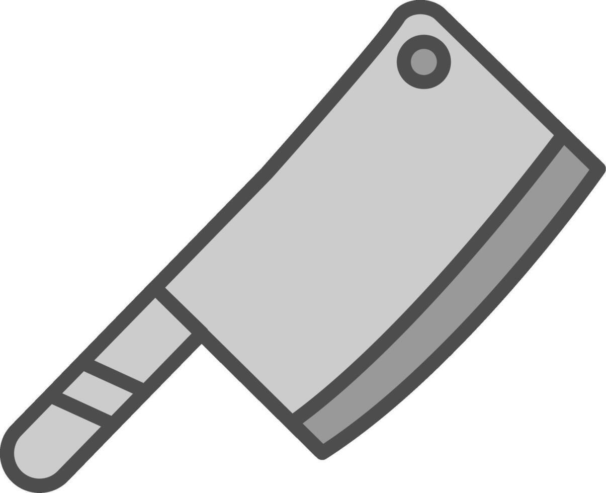 slaktare kniv linje fylld gråskale ikon design vektor