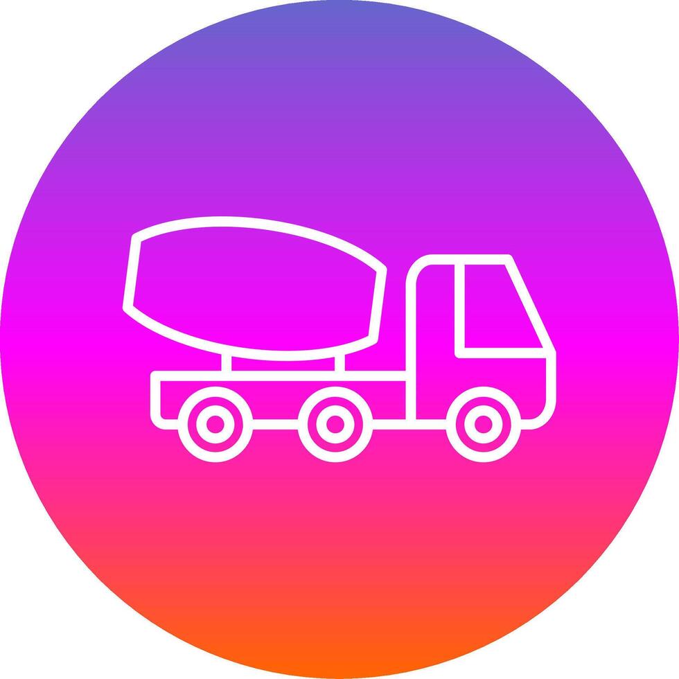 cement lastbil linje lutning cirkel ikon vektor