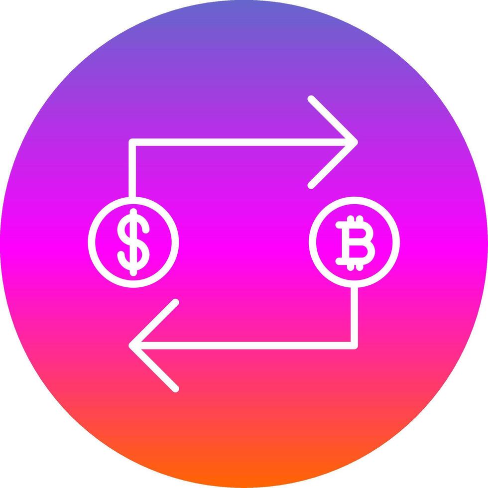 bitcoin utbyta linje lutning cirkel ikon vektor