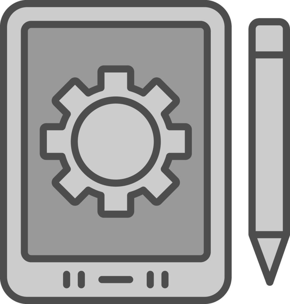 läsplatta linje fylld gråskale ikon design vektor