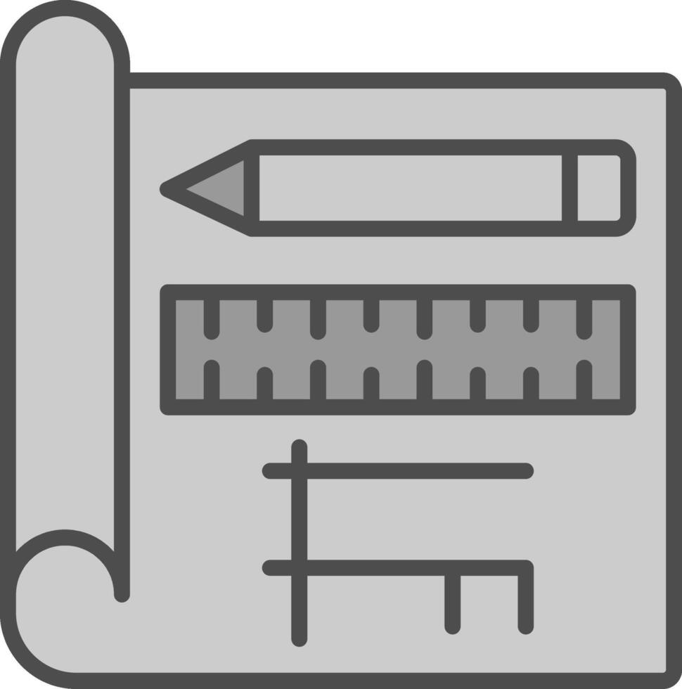 plan linje fylld gråskale ikon design vektor