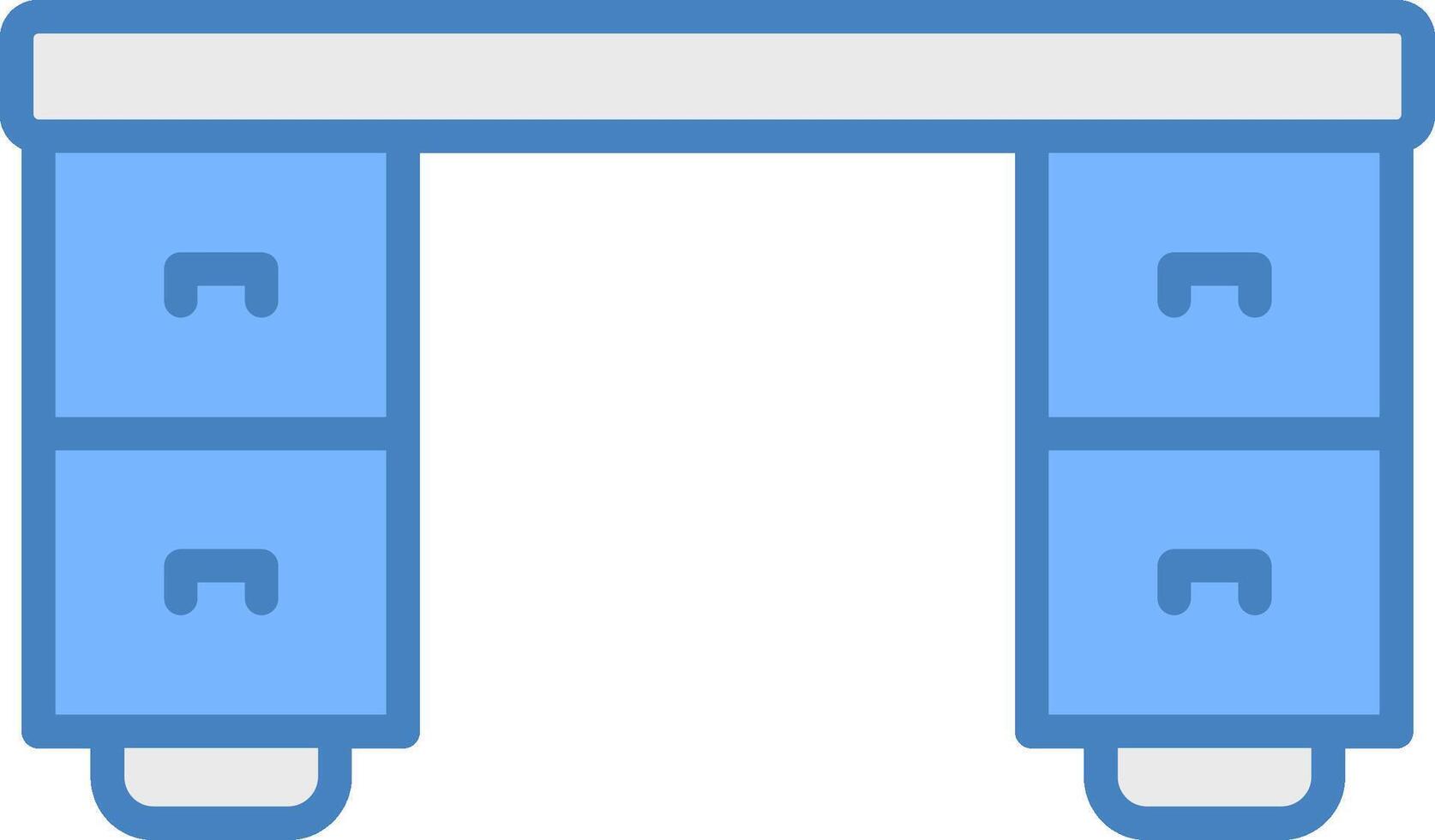 skrivbord linje fylld blå ikon vektor