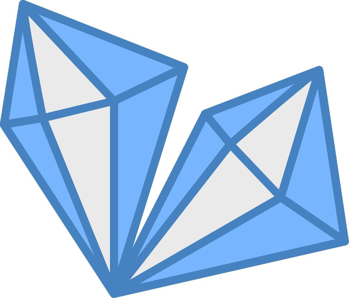 kristall linje fylld blå ikon vektor