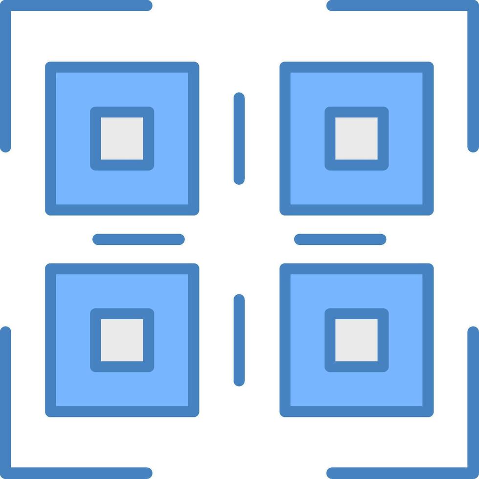 qr Code Linie gefüllt Blau Symbol vektor