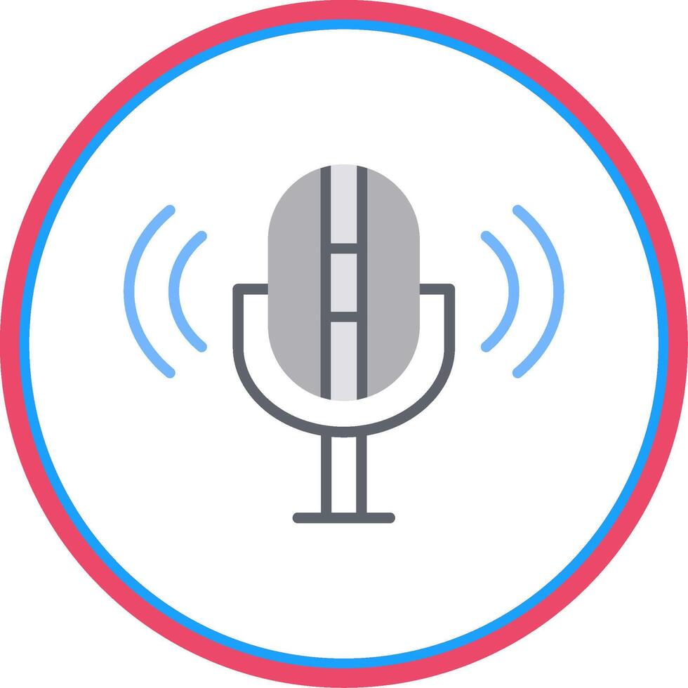 mikrofon platt cirkel ikon vektor