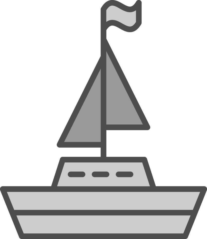 Boot Linie gefüllt Graustufen Symbol Design vektor