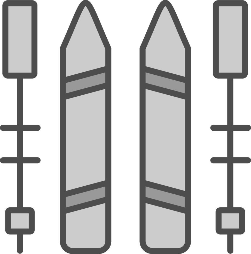 skidåkning linje fylld gråskale ikon design vektor