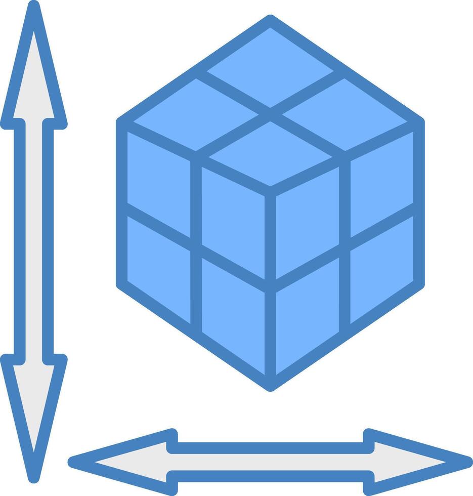 rubik linje fylld blå ikon vektor