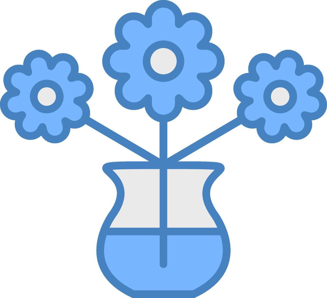 Blume Linie gefüllt Blau Symbol vektor