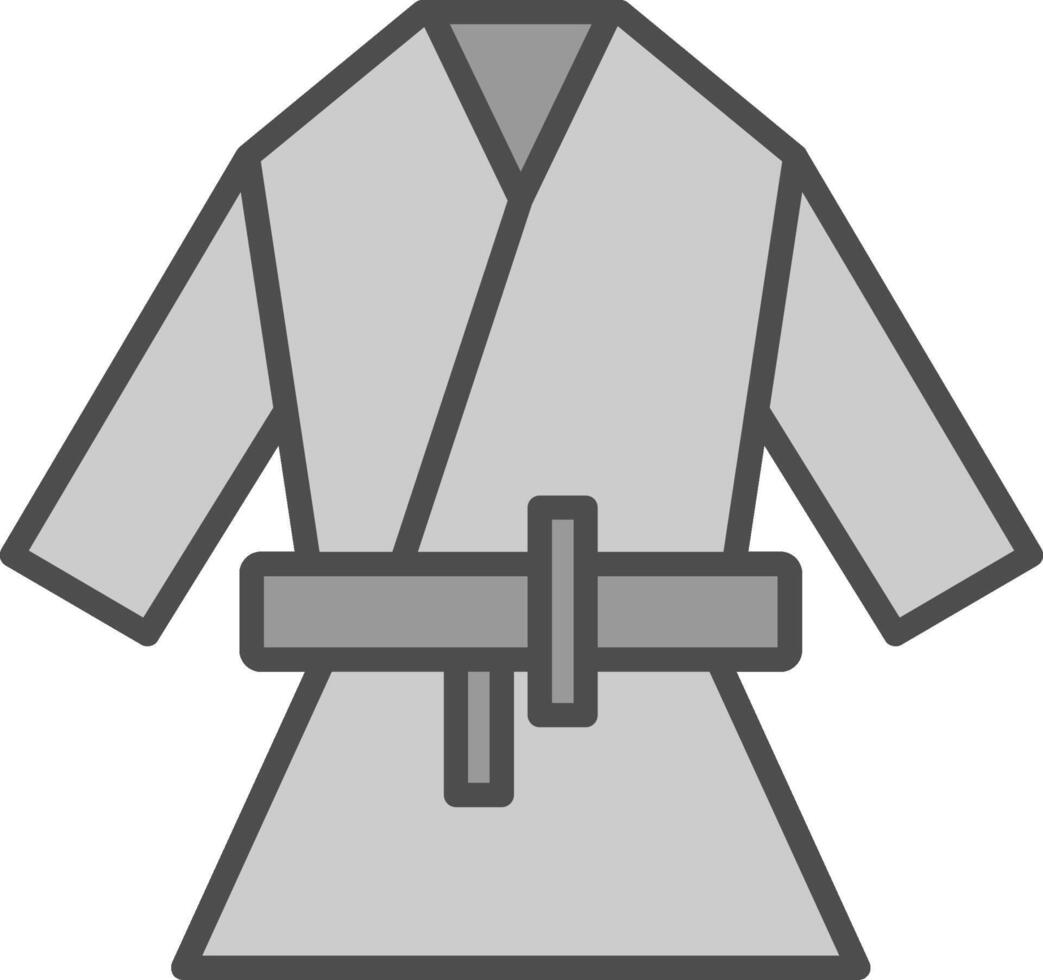 kimono linje fylld gråskale ikon design vektor
