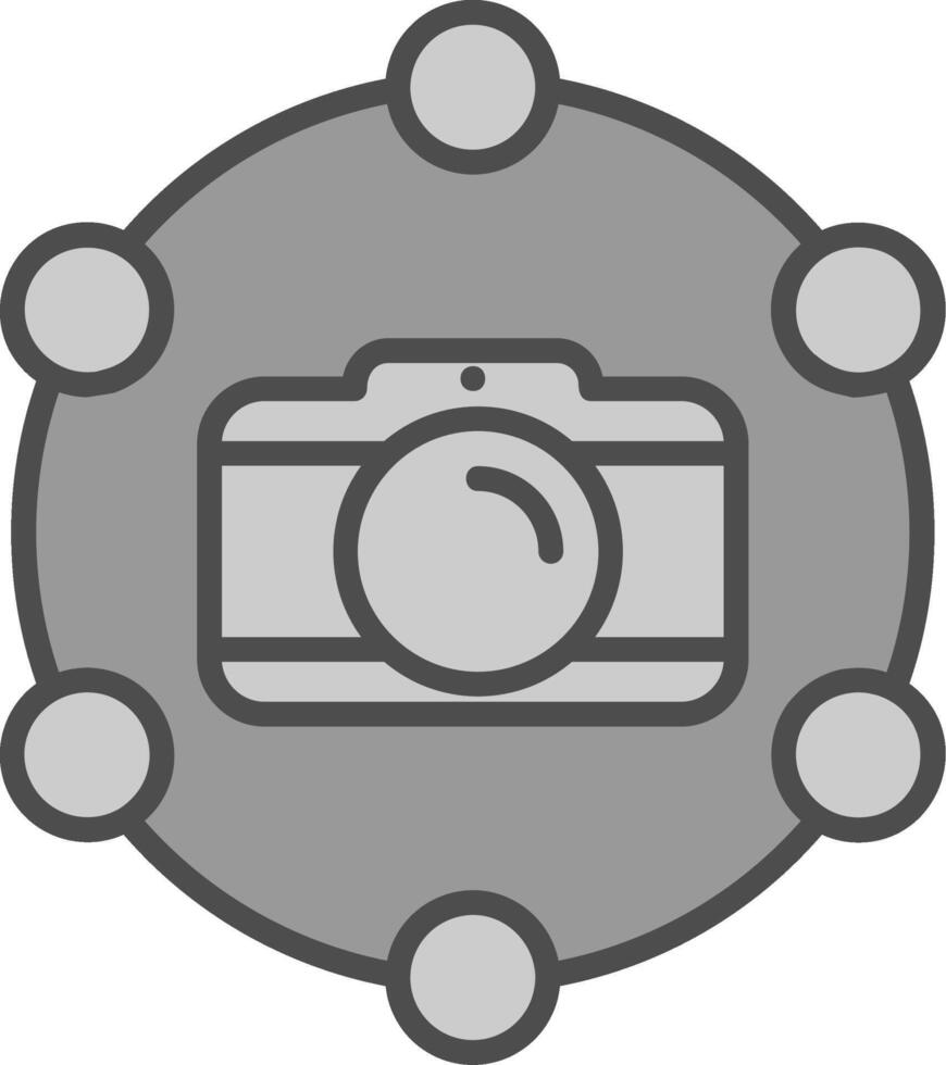 Kamera Linie gefüllt Graustufen Symbol Design vektor