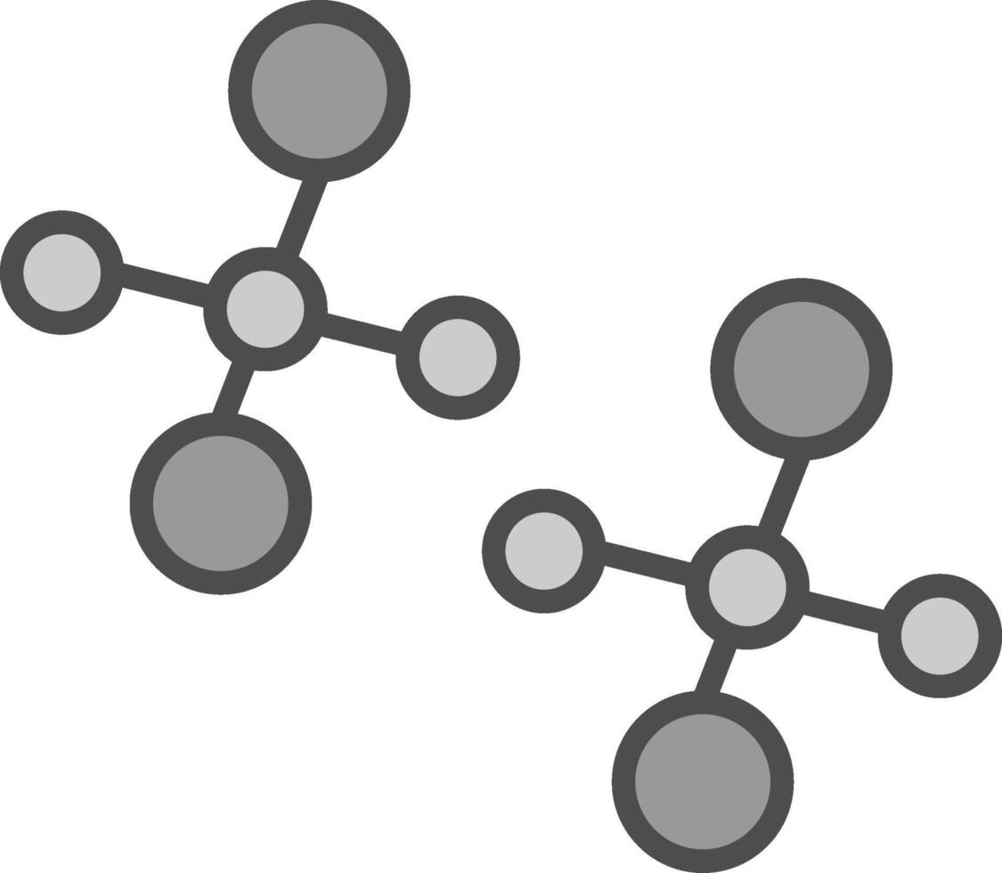 Moleküle Linie gefüllt Graustufen Symbol Design vektor