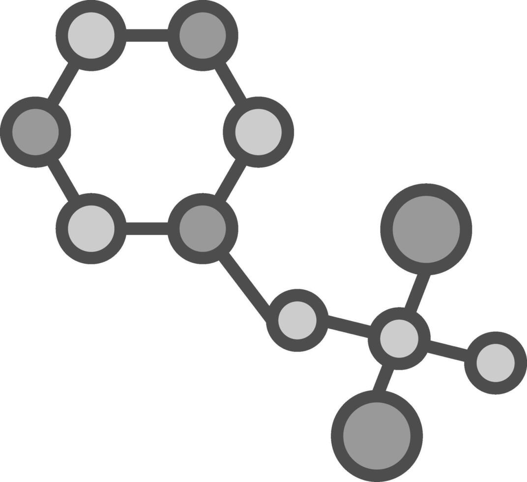 molekyler linje fylld gråskale ikon design vektor