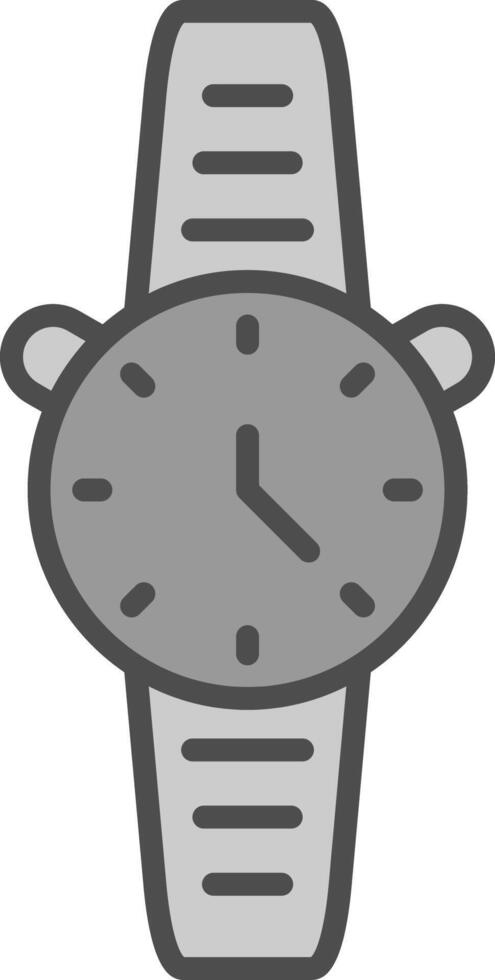 Uhr Linie gefüllt Graustufen Symbol Design vektor