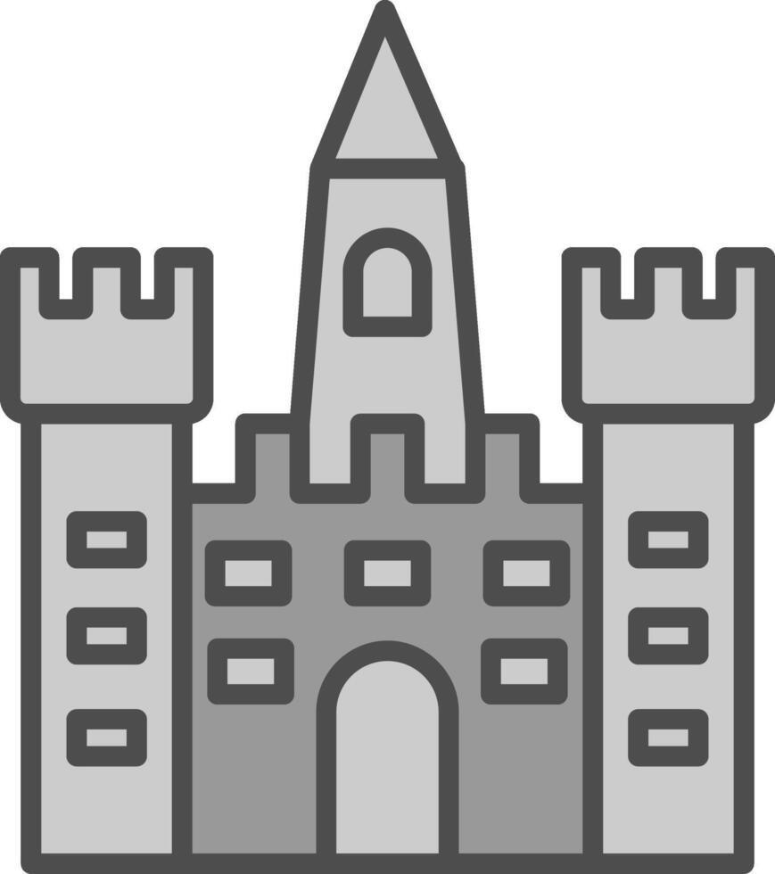 Sand Schloss Linie gefüllt Graustufen Symbol Design vektor