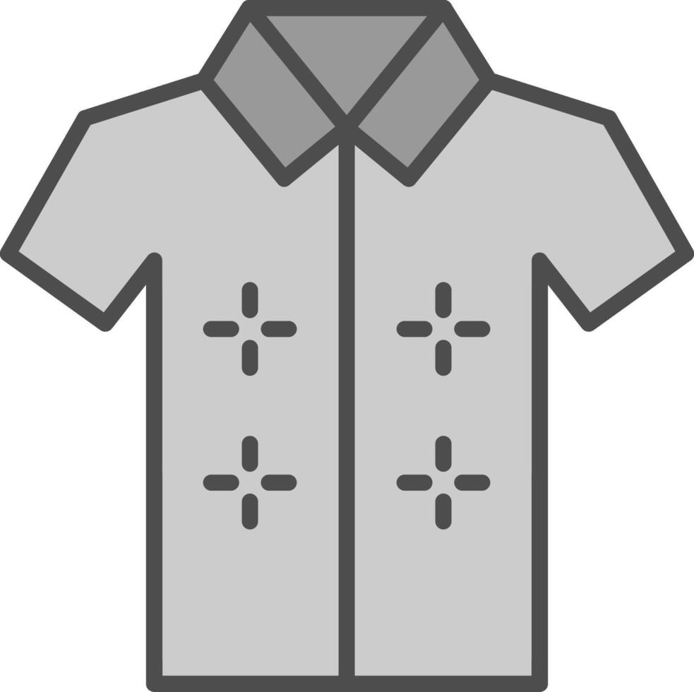 hawaiian skjorta linje fylld gråskale ikon design vektor