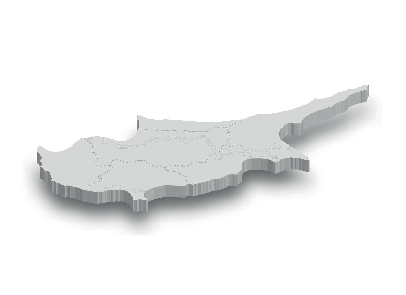 3d Zypern Weiß Karte mit Regionen isoliert vektor