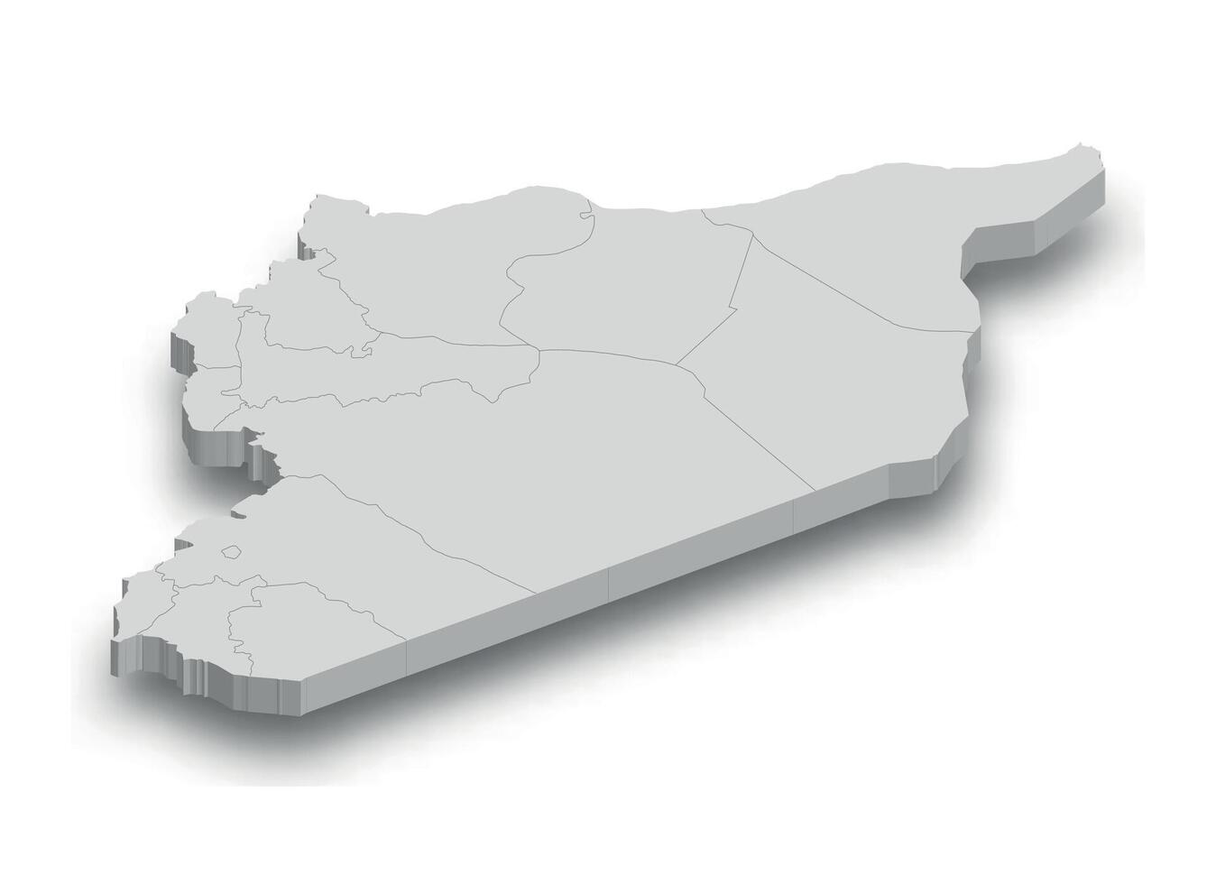 3d Syrien Weiß Karte mit Regionen isoliert vektor