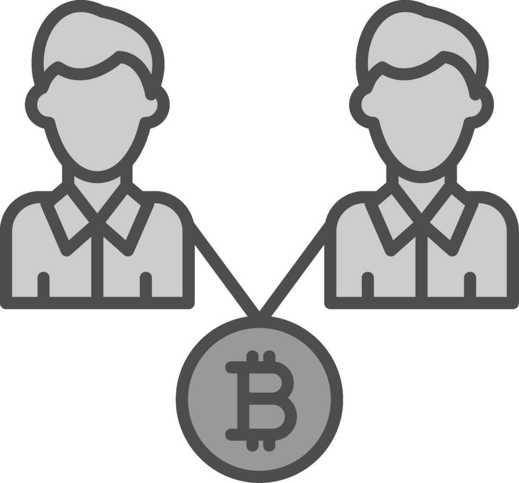 Bitcoin Handel Linie gefüllt Graustufen Symbol Design vektor