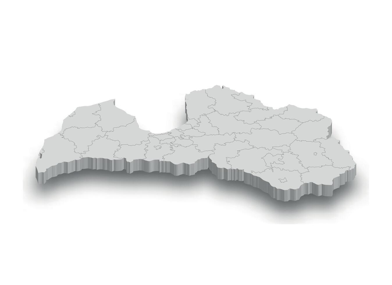 3d lettland vit Karta med regioner isolerat vektor