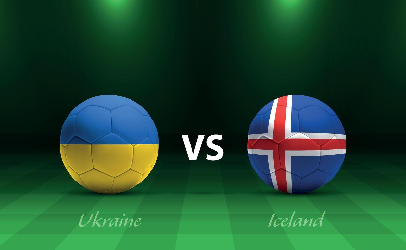 Ukraine vs. Island Fußball Anzeigetafel Übertragung zum Fußball Europa 2024 vektor