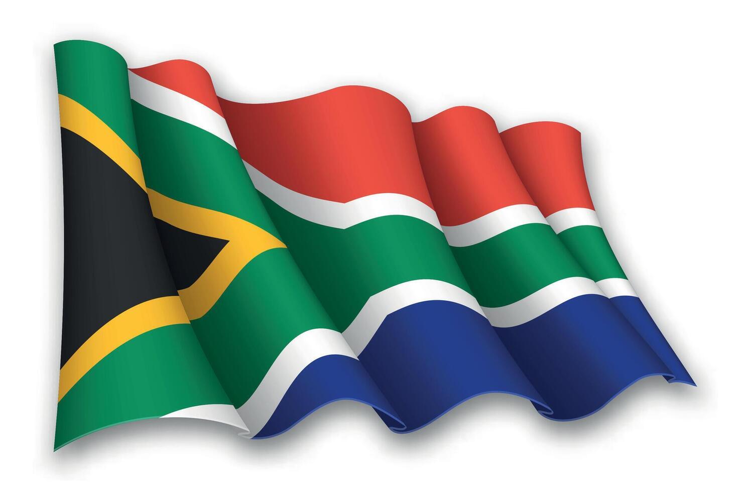 realistisch winken Flagge von Süd Afrika vektor