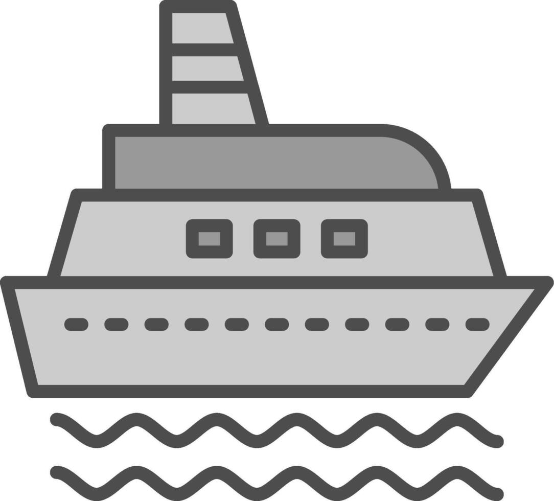 Schiff Linie gefüllt Graustufen Symbol Design vektor