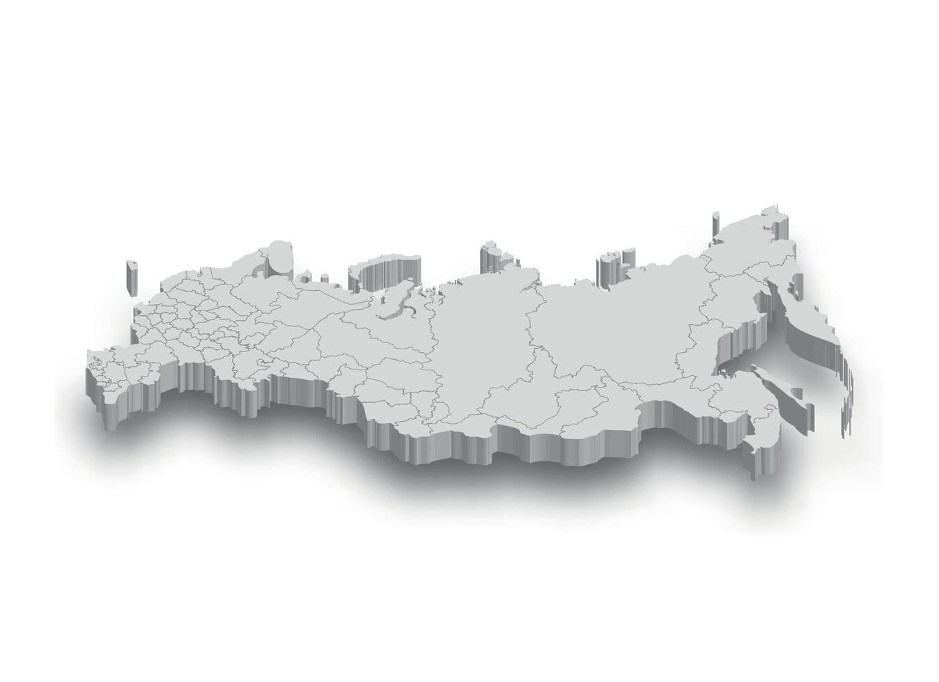 3d ryssland vit Karta med regioner isolerat vektor