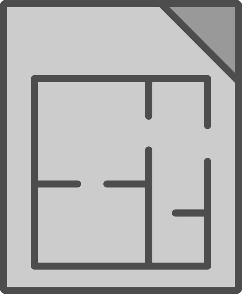 Fußboden Pläne Linie gefüllt Graustufen Symbol Design vektor