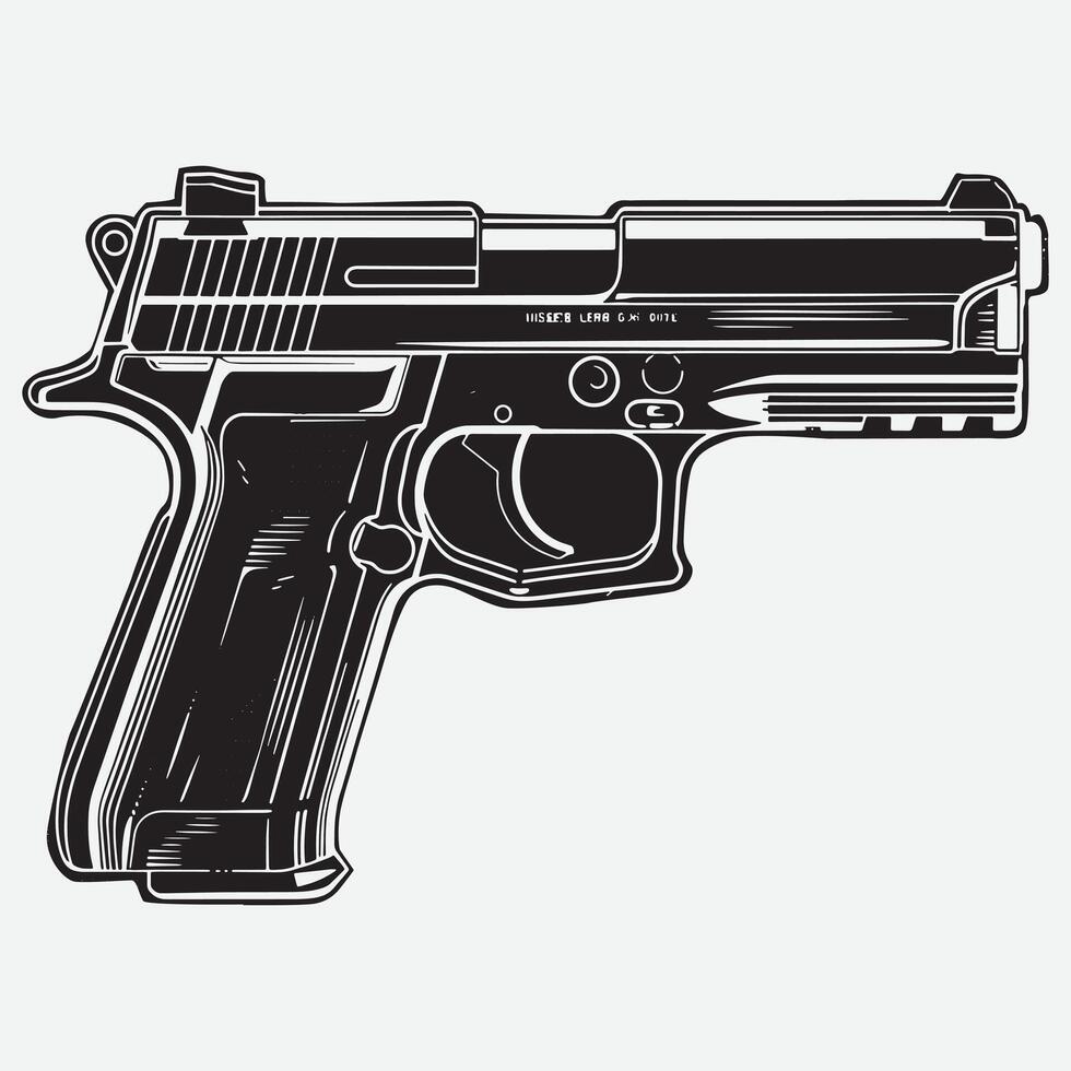 en svart och vit design av de heckler och koch usp pistol vektor