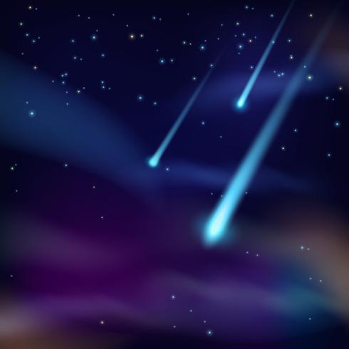 Natthimmel med kometer tapeter vektor