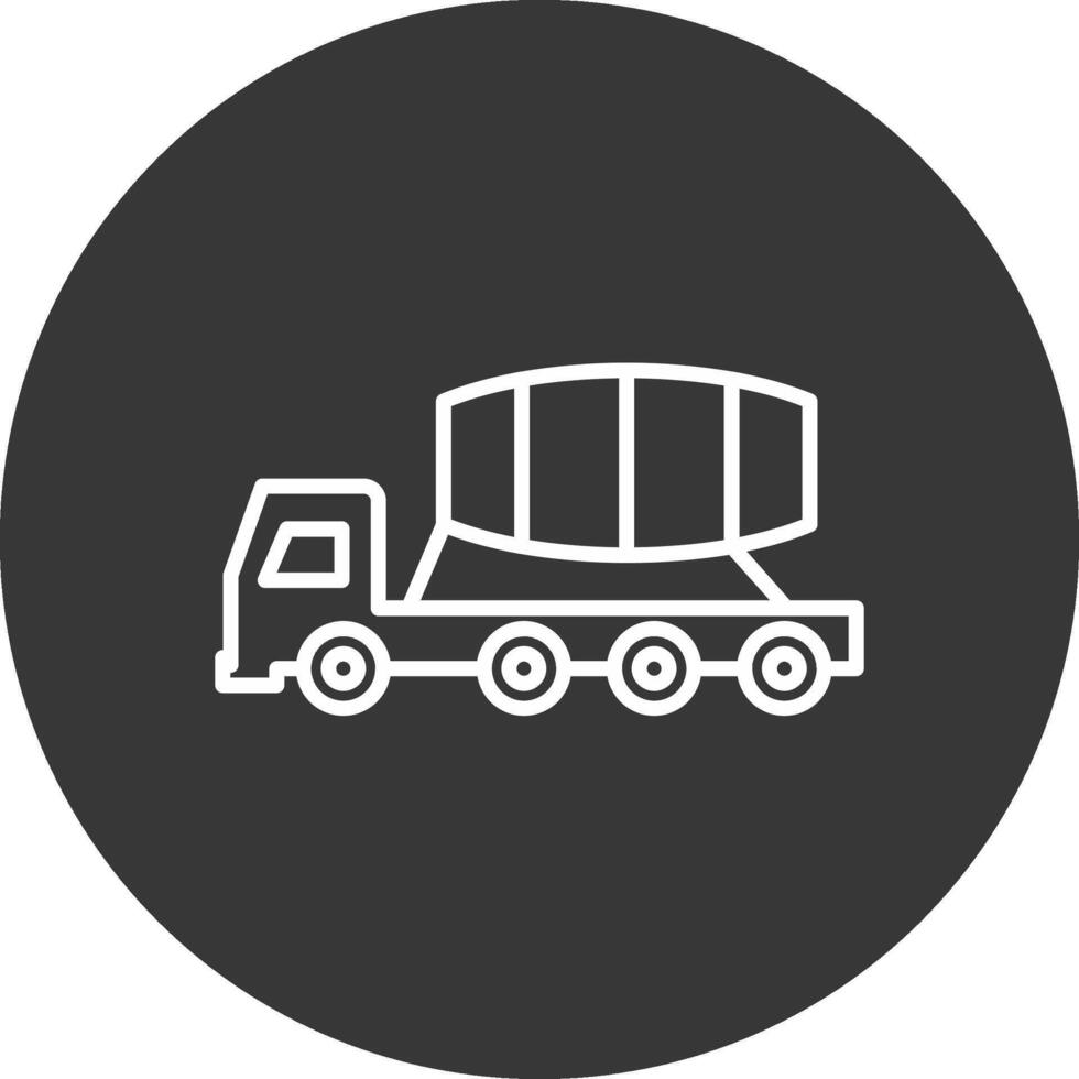 Zement LKW Linie invertiert Symbol Design vektor