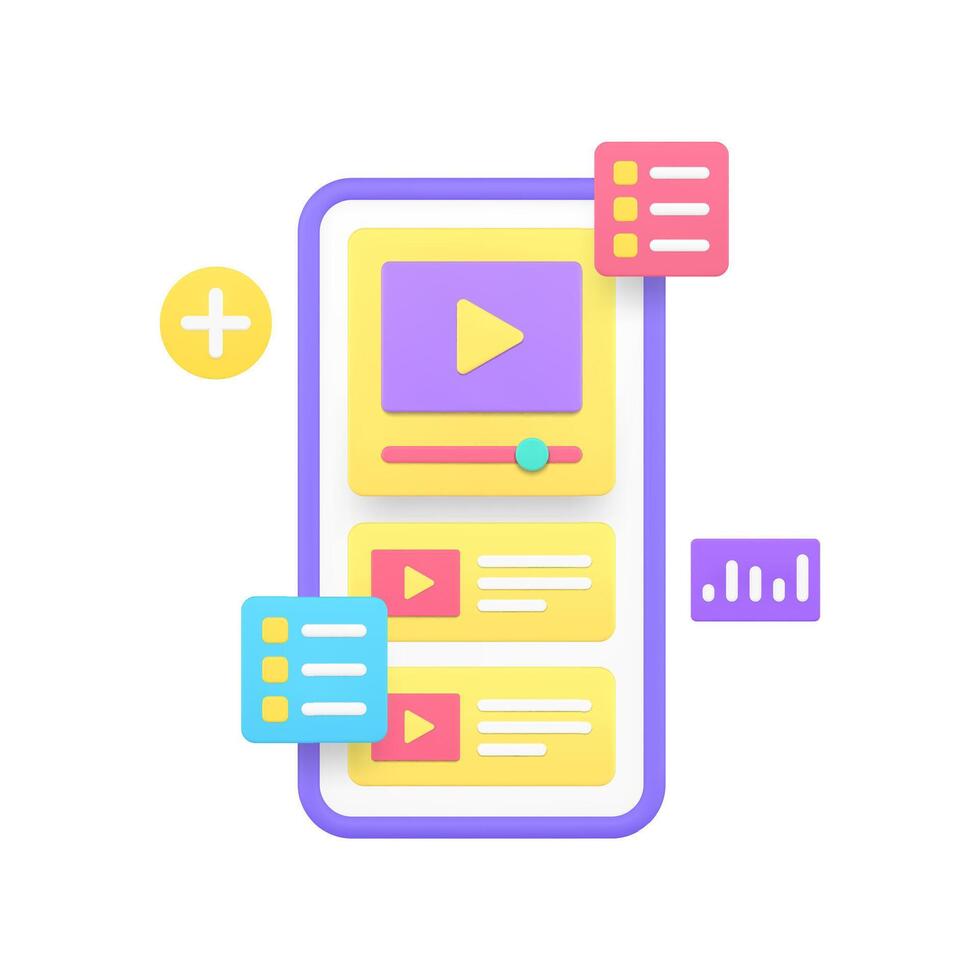 innehåll marknadsföring blog vlog kanal planera analyserar smartphone app 3d ikon realistisk vektor